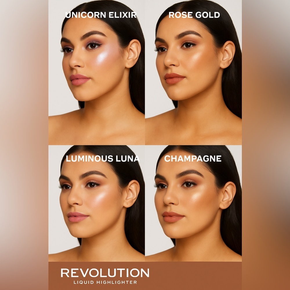 NEW! Makeup Revolution Highlighter Bundle Full Size Set 4 Vegan & Cruelty-Free